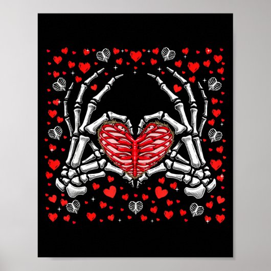 Funny Skeleton Hand Heart Valentines Day Bones Lov Poster (Vorne)