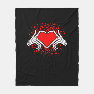Funny Skeleton Hand Heart Valentinstag Fleecedecke