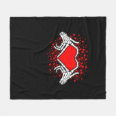 Funny Skeleton Hand Heart Valentinstag Fleecedecke (Vorderseite (Horizontal))