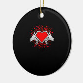 Funny Skeleton Hand Heart Valentinstag Keramik Ornament (Links)