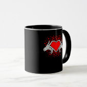 Funny Skeleton Hand Heart Valentinstag Tasse (VorderseiteRechts)