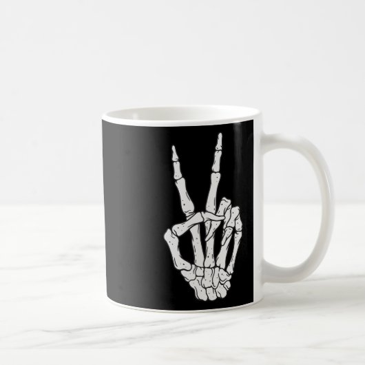 Funny Skeleton Hands Peace Sign Liebe Halloween Co Kaffeetasse (Rechts)