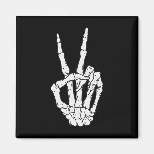 Funny Skeleton Hands Peace Sign Liebe Halloween Co Magnet