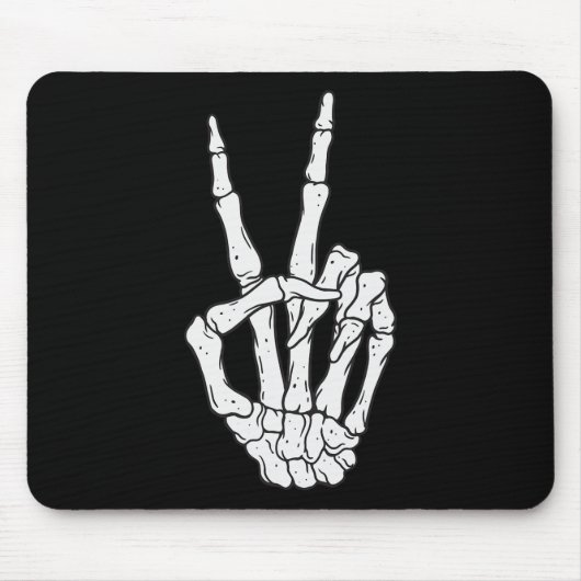 Funny Skeleton Hands Peace Sign Liebe Halloween Co Mousepad (Vorne)