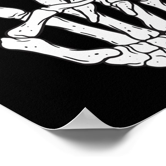 Funny Skeleton Hands Peace Sign Liebe Halloween Co Poster (Ecke)