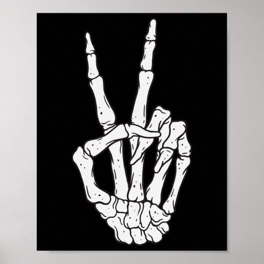 Funny Skeleton Hands Peace Sign Liebe Halloween Co Poster (Vorne)