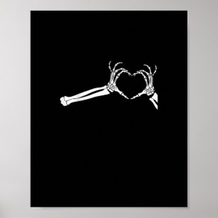 Funny Skeleton Herz Hände. Halloween Costume Skel Poster