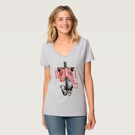 Funny Skeleton Herz I Liebe Sie T-Shirt (Vorderseite Vollansicht)