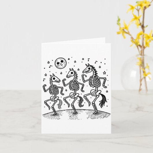 Funny Skeleton Horse Dancing Halloween Horse Lover Karte (Gelbe Blume)