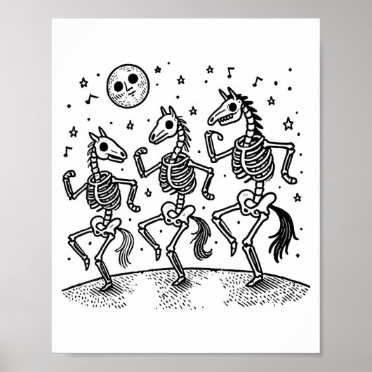 Funny Skeleton Horse Dancing Halloween Horse Lover Poster (Vorne)