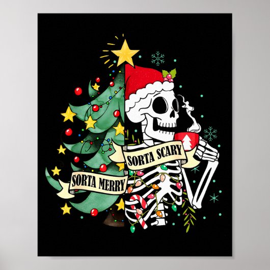 Funny Skeleton Hot Cocoa Sorta Merry Sorta Y Soky  Poster (Vorne)