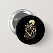 Funny Skeleton Hugging Cat Halloween Cat Lover Mom Button (Vorne & Hinten)