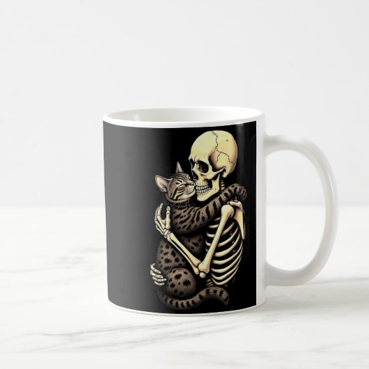 Funny Skeleton Hugging Cat Halloween Cat Lover Mom Kaffeetasse (Rechts)