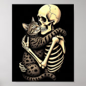 Funny Skeleton Hugging Cat Halloween Cat Lover Mom Poster (Vorne)