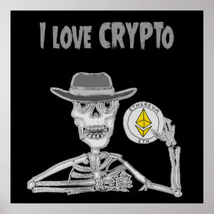 Funny Skeleton I Liebe Crypto Ether Cryptowährung Poster