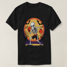 Funny Skeleton in Boxing Gloves Spooky Halloween T-Shirt