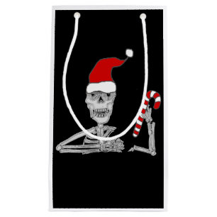 Funny Skeleton in der Weihnachtsmannmütze Weihnac Kleine Geschenktüte
