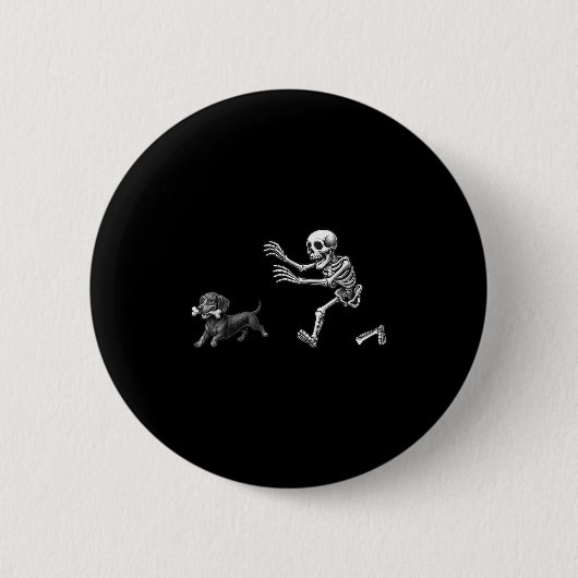 Funny Skeleton Jasing Dackel Hund Halloween Hund Button (Vorderseite)