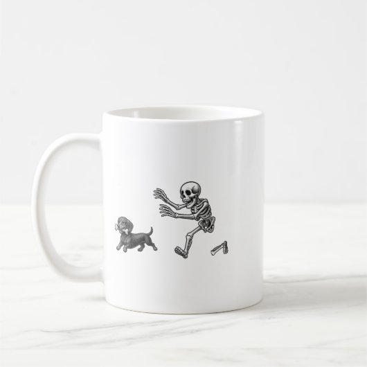 Funny Skeleton Jasing Dackel Hund Halloween Hund Kaffeetasse (Links)
