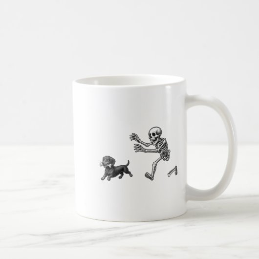 Funny Skeleton Jasing Dackel Hund Halloween Hund Kaffeetasse (Rechts)