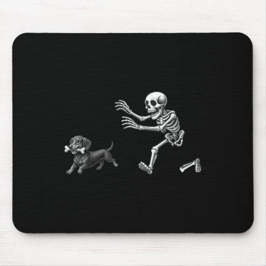 Funny Skeleton Jasing Dackel Hund Halloween Hund Mousepad (Vorne)