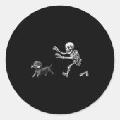 Funny Skeleton Jasing Dackel Hund Halloween Hund Runder Aufkleber (Vorderseite)