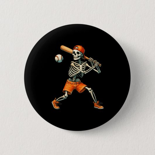 Funny Skeleton kämpft Baseball Halloween Boys Men Button (Vorderseite)