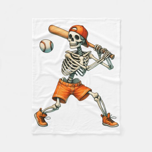 Funny Skeleton kämpft Baseball Halloween Boys Men Fleecedecke (Vorderseite)