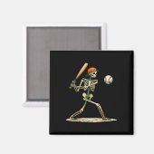 Funny Skeleton kämpft Baseball Halloween Boys Men Magnet (Vorderseite/Rückseite)