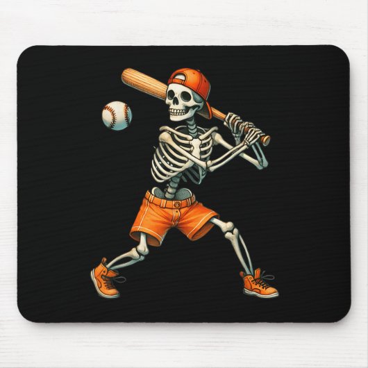 Funny Skeleton kämpft Baseball Halloween Boys Men Mousepad (Vorne)
