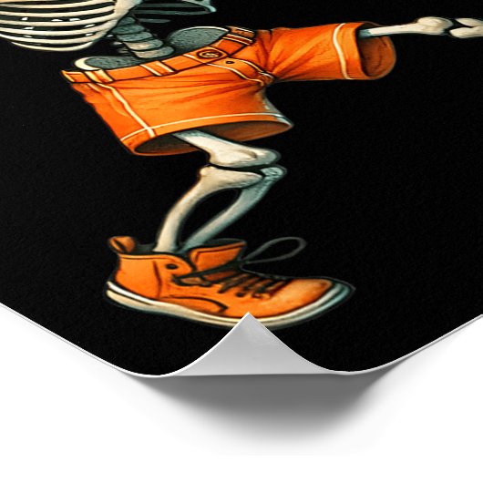 Funny Skeleton kämpft Baseball Halloween Boys Men Poster (Ecke)