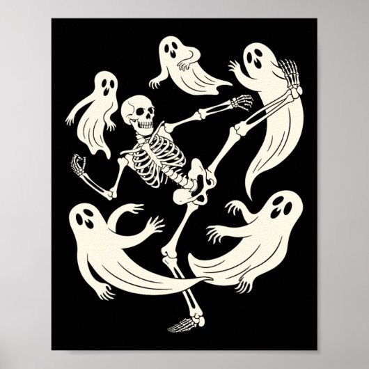 Funny Skeleton Karate Lovers Spooky Halloween Mart Poster (Vorne)