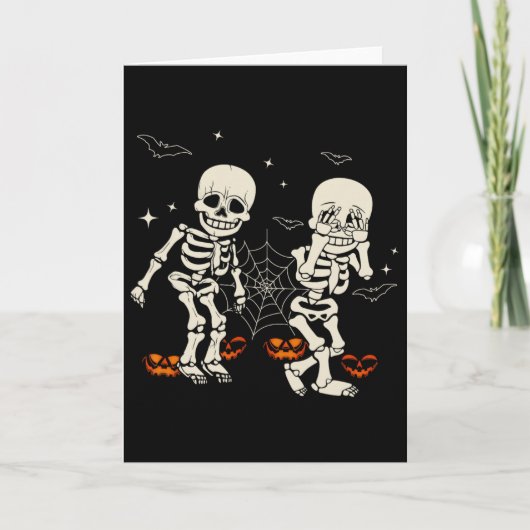 Funny Skeleton Kids Griddy dance Halloween Trick O Karte (Vorderseite)