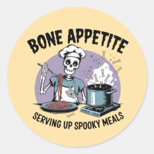 Funny Skeleton Koch Cooking Design Runder Aufkleber