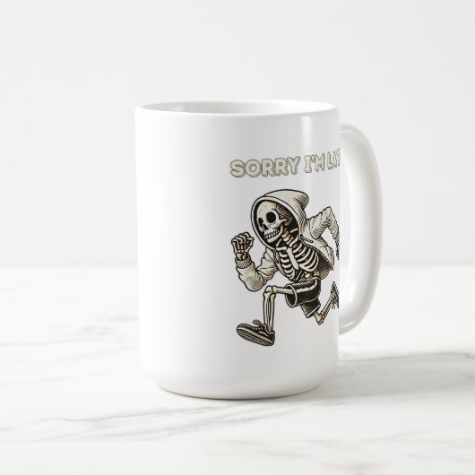 Funny Skeleton Lauf zu spät Kaffeetasse (VorderseiteRechts)