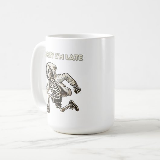 Funny Skeleton Lauf zu spät Kaffeetasse (Vorderseite Links)