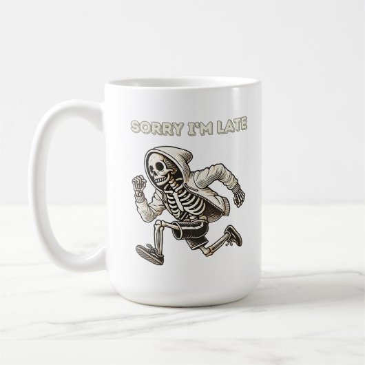 Funny Skeleton Lauf zu spät Kaffeetasse (Links)