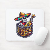 Funny Skeleton Mariachi Guitar Pocket Cinco De May Mousepad (Mit Mouse)