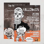 Funny Skeleton Mic Halloween Bash Einladung (Vorne/Hinten)