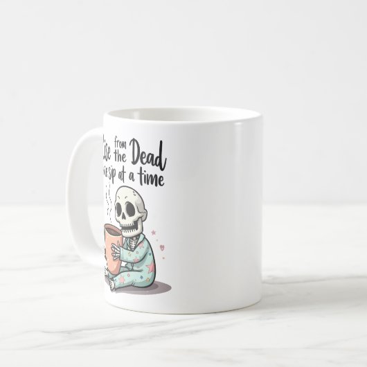 Funny Skeleton Morning Tasse (Vorderseite Links)