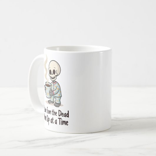 Funny Skeleton Morning Tasse (Vorderseite Links)