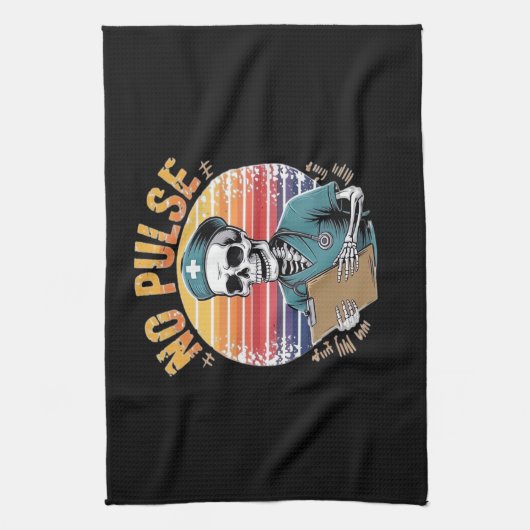 Funny Skeleton Nurse No Pulse Design � Dark Humor Geschirrtuch (Vertikal)