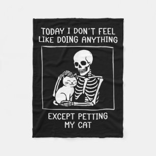 Funny Skeleton Petting Cat Lazy Halloween Cat Lieb Fleecedecke
