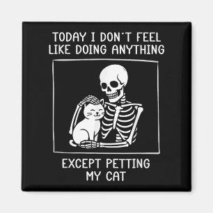 Funny Skeleton Petting Cat Lazy Halloween Cat Lieb Magnet