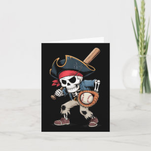 Funny Skeleton Pirate Baseball Halloween Kostüm B Karte