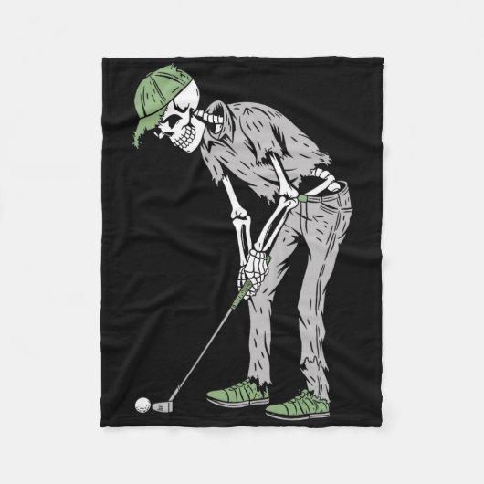 Funny Skeleton Playing Golf Lovers Spooky Hallowee Fleecedecke (Vorderseite)