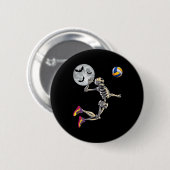 Funny Skeleton Playing Volleyll Happy Halloween Da Button (Vorne & Hinten)