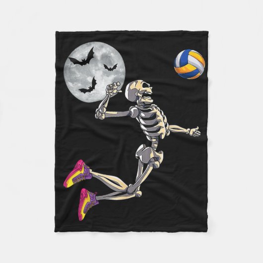 Funny Skeleton Playing Volleyll Happy Halloween Da Fleecedecke (Vorderseite)