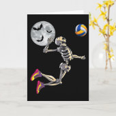 Funny Skeleton Playing Volleyll Happy Halloween Da Karte (Gelbe Blume)