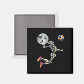 Funny Skeleton Playing Volleyll Happy Halloween Da Magnet (Vorderseite/Rückseite)